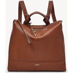 Fossil $250 Elina Convertible Backpack Leather Small Brown Satchel Minimalist
